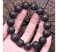 MELRIE 1 Stück Ebenholz Holzarmband Symbol der Philosophie Männliches Armband Symbol der Weissagung Schwarzes Holzperlenarmband - 15 mm