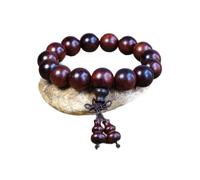 MELRIE 1 Stück rote Rosenholz Armbänder Buddha Yoga Armband Holzperlen Strang Bracelet-15mm