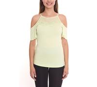 MELROSE Damen Off-Shoulder-Shirt mit Blumenborder elegantes Ausgeh-Top 11037716 Grün 40