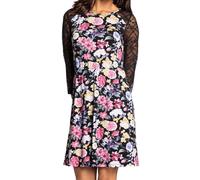 melrose Mini-Kleid Damen Sommerkleid mit elegantem Blumen-Print Abend-Kleid 47780801 Schwarz/Bunt 36