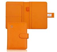 Melsbrinna Premium-Leder-Reisepasshülle, wasserdicht, RFID-blockierend, Reisepasshülle mit Stifthalter, Orange/Abendrot im Zickzackmuster (Sunset Chevron), Reisen