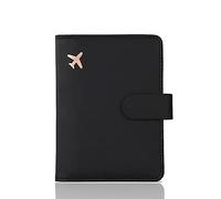 Melsbrinna Premium Reisepasshülle aus Leder, wasserdicht, RFID-blockierend, Reisebrieftasche, Reisepasshülle mit Stifthalter, niedliches Reisepassbuch für Damen/Herren, Schwarz