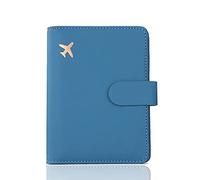 Melsbrinna Reisepasshülle aus hochwertigem Leder, wasserdicht, RFID-blockierend, Reisebrieftasche, Reisepasshülle mit Stifthalter, niedliches Reisepassbuch für Damen/Herren, Denim Blau, Für Reisen