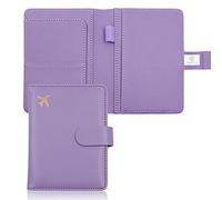 Melsbrinna Reisepasshülle aus hochwertigem Leder, wasserdicht, RFID-blockierend, Reisebrieftasche, Reisepasshülle mit Stifthalter, niedliches Reisepassbuch für Damen/Herren, AN-Lavendel, 5.7 x 4.72 x