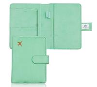 Melsbrinna Reisepasshülle aus hochwertigem Leder, wasserdicht, RFID-blockierend, Reisebrieftasche, Reisepasshülle mit Stifthalter, niedliches Reisepassbuch für Damen/Herren, AS-Mint Green, Einfachheit