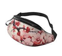 Mem Fashion Bauchtasche für Damen, Umhängetasche, japanisches Blumenmuster, Kirschblüte, Gürteltasche mit verstellbarem Riemen, Schwarz, Einheitsgröße, Schwarz , Einheitsgröße