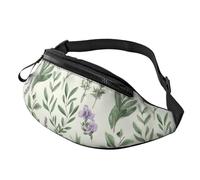 Mem Fashion Bauchtasche für Damen, Umhängetasche, Kräutersalbeiblätter und Zweige, Gürteltasche mit verstellbarem Riemen, Schwarz, Einheitsgröße, Schwarz , Einheitsgröße