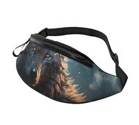 Mem Fashion Gürteltasche für Damen, Fantasy-Wolf-Gürteltasche mit verstellbarem Riemen, Schwarz, Einheitsgröße, Schwarz , Einheitsgröße