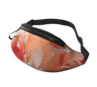 Mem modische Bauchtasche für Damen, Pfirsich-Pfingstrosen-Gürteltasche mit verstellbarem Riemen, Schwarz, Einheitsgröße, Schwarz , Einheitsgröße