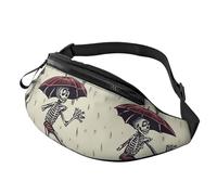 Mem modische Bauchtasche für Damen, Skelett-Tanzen, mit Regenschirm, Gürteltasche mit verstellbarem Riemen