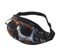 Mem modische Bauchtasche für Damen, Umhängetasche, coole Totenkopf-Grafik-Gürteltasche mit verstellbarem Riemen, Schwarz, Einheitsgröße, Schwarz , Einheitsgröße
