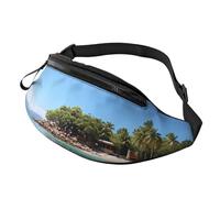 Mem modische Bauchtasche für Damen, Umhängetasche, Fiji Island und transparente Gürteltasche mit verstellbarem Riemen, Schwarz, Einheitsgröße, Schwarz , Einheitsgröße