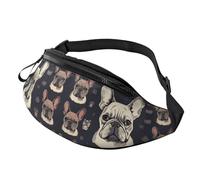 Mem modische Bauchtasche für Damen, Umhängetasche, "I Love French Bulldogge", Gürteltasche mit verstellbarem Riemen, Schwarz, Einheitsgröße, Schwarz , Einheitsgröße