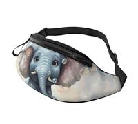 Mem modische Bauchtasche für Damen, Umhängetasche, niedlicher Elefant, Spielblasen, Gürteltasche mit verstellbarem Riemen, Schwarz, Einheitsgröße, Schwarz , Einheitsgröße