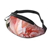 Mem modische Bauchtasche für Damen, Umhängetasche, Pfingstrosen, Blumen, Rose, Gürteltasche mit verstellbarem Riemen, Schwarz, Einheitsgröße, Schwarz , Einheitsgröße