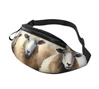 Mem modische Bauchtasche für Damen, Umhängetasche, Schafe, Aquarell, Gürteltasche mit verstellbarem Riemen, Schwarz, Einheitsgröße, Schwarz , Einheitsgröße