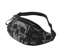 Mem modische Bauchtasche für Damen, Umhängetasche, Totenkopf-Skelett-Gürteltasche mit verstellbarem Riemen, Schwarz, Einheitsgröße, Schwarz , Einheitsgröße