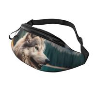 Mem modische Gürteltasche für Damen, Umhängetasche, lustig, Tier, Wolf, Gürteltasche mit verstellbarem Riemen, Schwarz, Einheitsgröße, Schwarz , Einheitsgröße