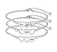 MeMeDIY 2/3 Stück Freundschaftsarmbänder Bester Freund Armband Set Edelstahl Personalisierte Namen für Frauen Schwestern Geburtstag Hochzeit Brautjungfer Geschenke
