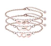 MeMeDIY 2/3 Stück Freundschaftsarmbänder Bester Freund Armband Set Edelstahl Personalisierte Namen für Frauen Schwestern Geburtstag Hochzeit Brautjungfer Geschenke