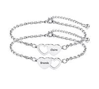 MeMeDIY 2/3 Stück Freundschaftsarmbänder Bester Freund Armband Set Edelstahl Personalisierte Namen für Frauen Schwestern Geburtstag Hochzeit Brautjungfer Geschenke