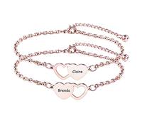 MeMeDIY 2/3 Stück Freundschaftsarmbänder Bester Freund Armband Set Edelstahl Personalisierte Namen für Frauen Schwestern Geburtstag Hochzeit Brautjungfer Geschenke