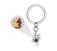 MeMeDIY Personalisierter Projektions Schlüsselanhänger mit Bild 925 Sterling Silber Anhänger Hund Katze Denkmal Geschenke (Silberfarbe)