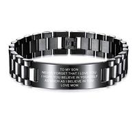 MeMeDIY TO MY SON Liebe von MOM UND DAD Courage Inspirational Bracelets Personalisierte Abschlussgeschenke für Teenager Edelstahl Verstellbares Armband Geburtstagsgeschenk