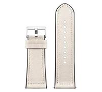 MEMEM 20 mm/22 mm breites Herren-Uhrenarmband aus Leder mit Dornschließe und Crazy-Horse-Design, Silber(Beige,22mm)