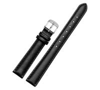 MEMEM Uhrenarmband 12 mm, 14 mm, 16 mm, 18 mm, 20 mm, Herren Damen Rindsleder Armband Zubehör(Black-silver Buckle,18mm)