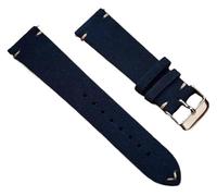 MEMEM Uhrenarmband aus Wildleder, 16 mm, 18 mm, 20 mm, 22 mm, Schnellverschluss, Vintage, handgefertigt(Dark Blue,16mm)