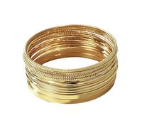 MEMOFYND 14 Stück Goldarmbänder, Edelstahl-Metallarmbänder, Glänzende Charm-Armbänder, Runde Goldschmuck-Accessoires, Dekorative Handaccessoires Für Frauen, Ornament-Geschenke Für Mädchen (Gold)