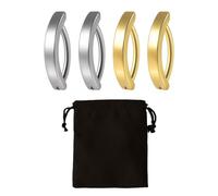MEMOFYND 4 Bauchnabelringe Aus Edelstahl, 1 Schwarzer Samtbeutel, Umgekehrter Gebogener Ring, Clip Am Bauchnabelpiercing Für Mädchen Und Frauen, Bauchschmuck-Piercing-Set (Gold, Silber)