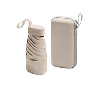 MEMOFYND Mini-Regenschirm mit UV-Schutz, kompakter Sonnenschirm in Reisegröße mit Aufbewahrungsbox für Damen und Kinder - 40% Rabatt (Weiß)