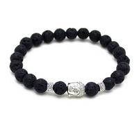 Memphis Perlen Armband Lavastein Buddha Silber
