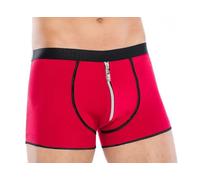 Men -Andalea Baumwoll-Slip rot mit Front-Reißverschluss sexy Unterwäsche Männer Boxershort mit eng matt elastisch Gummizug Größe: L/XL