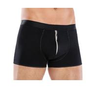 Men -Andalea Baumwoll-Slip Schwarz mit Front-Reißverschluss sexy Unterwäsche Männer Boxershort mit eng matt elastisch Gummizug Größe: 4XL/5XL