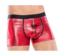 Men -Andalea Wetlook-Slip Rot mit Front-Reißverschluss sexy Unterwäsche Männer Boxershort mit eng glänzend elastisch Gummizug Größe: 4XL/5XL