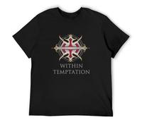 Men Fashion Cotton T Shirts New Within Temptation Metal Rock Band Casual Short Sleeve Tops Black M