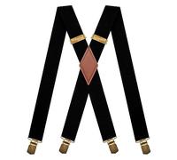 MENDENG Hosenträger für Herren, strapazierfähig, drehbare Haken, Retro-Stil, X-Rücken, verstellbare Hosenträger, B/Schwarz/Clips, Einheitsgröße