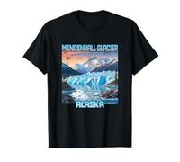 Mendenhall Gletscher Alaska Preisgünstiges Grafik-T-Shirt, Herren, Schwarz, XL