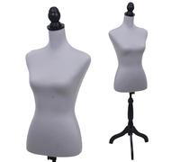 Mendler Schneiderpuppe HWC-Q24 Schaumstoff - grau | Schaufensterpuppe, Torso, weiblich, Abnehmbarer Bezug, FSC®-Zertifiziert