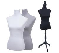 Mendler Schneiderpuppe mit 3 Bezügen HWC-Q24 Schaumstoff | Schaufensterpuppe, Torso, weiblich, Abnehmbarer, Bezug