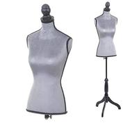 Mendler Schneiderpuppe T220, Schaumstoff - Samt grau | Schaufensterpuppe, Torso weiblich
