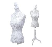 Mendler Schneiderpuppe T220, Schaumstoff - weiß mit Skizzen | Schaufensterpuppe, Torso weiblich