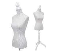 Mendler Schneiderpuppe T220, Schaumstoff - weiß mit Streifen | Schaufensterpuppe, Torso weiblich