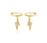 MENDOZZA Mini Creolen 925er Sterling Silber Blitz Anhänger Gold 12mm