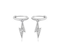 MENDOZZA Mini Creolen 925er Sterling Silber Blitz Anhänger Silber 12mm