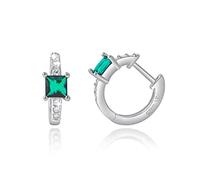 MENDOZZA Mini Creolen 925er Sterling Silber Hoops Zirkoniastein Grün-Silber 12mm