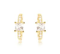 MENDOZZA Mini Creolen 925er Sterling Silber Hoops Zirkoniastein Weiß Gold 12mm